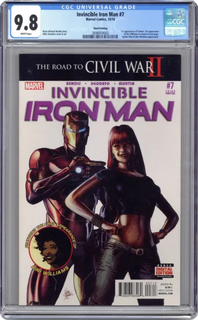 Invincible Iron Man #7D Deodato Variant 3rd Printing CGC 9.8 2016 3698054002