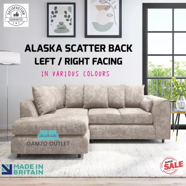 Alaska Fabric Corner Sofa L Shape Settee 4 3 2 Seater Soft Suite Chair Footstool