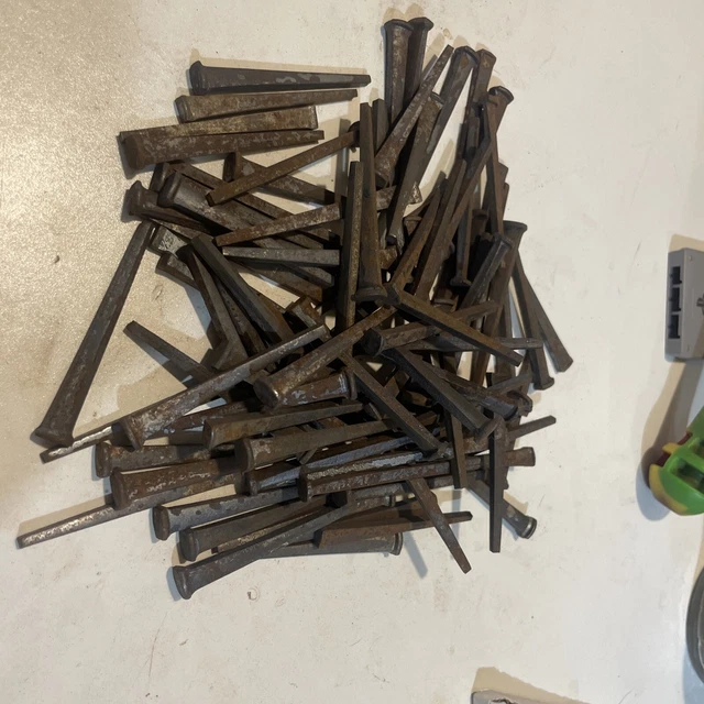 Lot of 100 Vintage Square Cut 2" Long Nails Light Patina Surface Antique