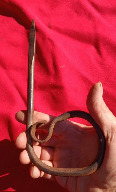 Primitive Cast Iron Hand Forged tool/ Candle holder??? Rare.