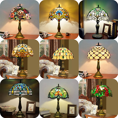 Lampada da tavolo in vetro colorato stile Tiffany fatta a mano 12 pollici comodino/regalo di Natale