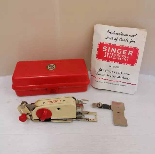 Singer Buttonhole Attachment No. 86718 Simanco in Original Red Box ~ See Desc.