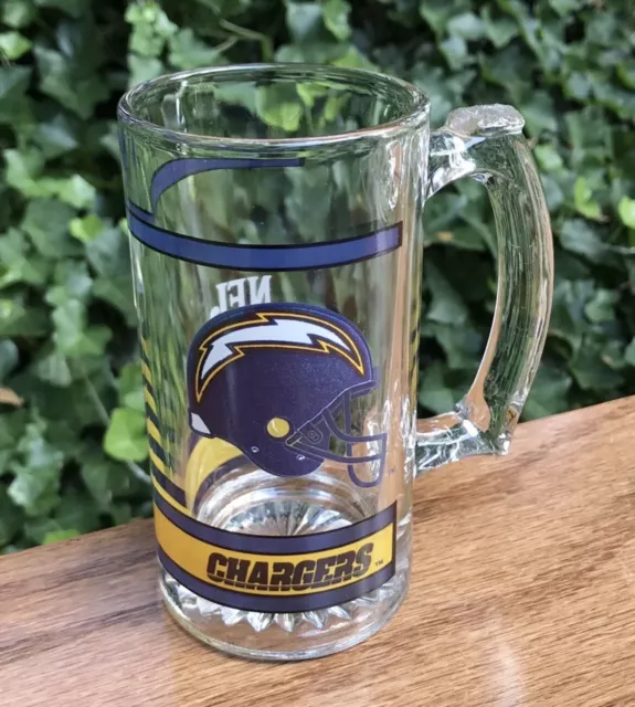 SAN DIEGO ~ LOS ANGELES CHARGERS Retro NFL 1980's Heavy Glass Beer / Drink Mug