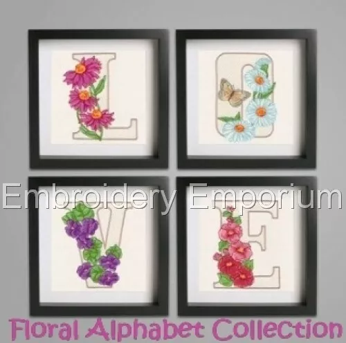 Floral Alphabet Collection - Machine Embroidery Designs On Usb