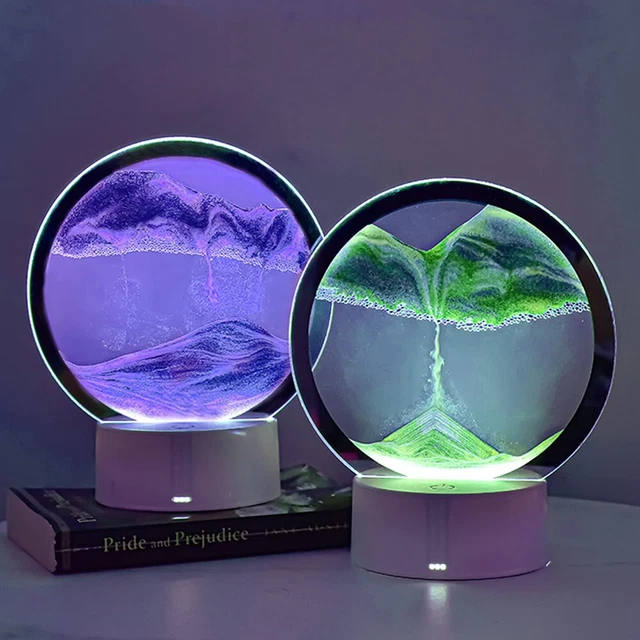 Lámpara de mesa Quicksand pintura arena 3D arte fluido arena vidrio paisaje