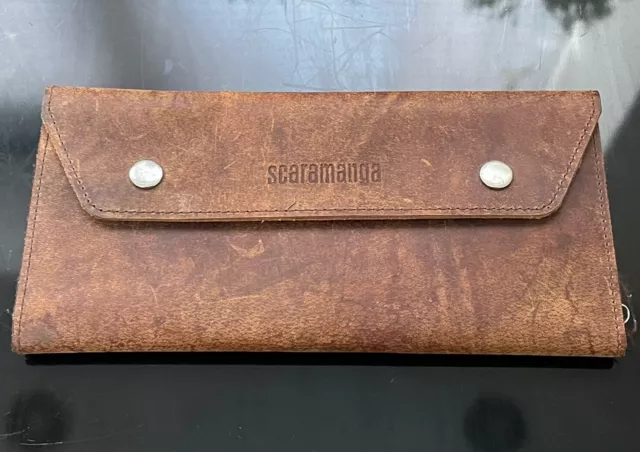 Scaramanga Brown Leather Purse Wallet 22x11cm New