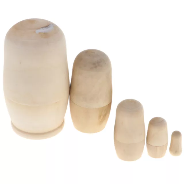 5er / Set Holz Russische   Babuschka Matrjoschka 11cm Hoch unbemalt 7