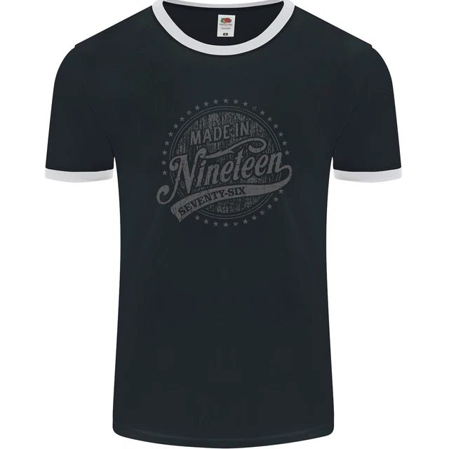 T-Shirt Ringer Rétro 'Année 1976' - Pour Hommes (49e Anniversaire) - Fruit Of The Loom - Neuf Sans étiquettes