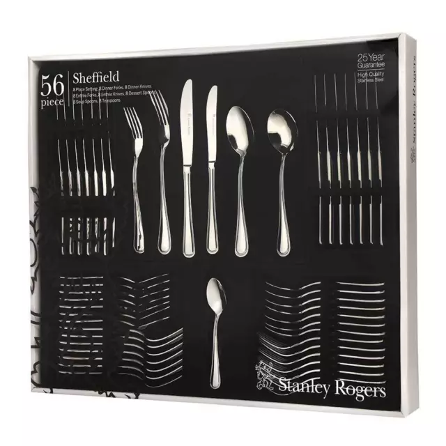 56 piece Stanley Rogers Sheffield Cutlery Set Stainless Steel Gift Box
