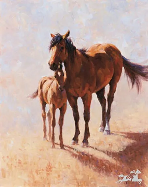 Mustang Mama by Jim Rey Western Horse Baby Colt S/N LE Paper Print 14x18