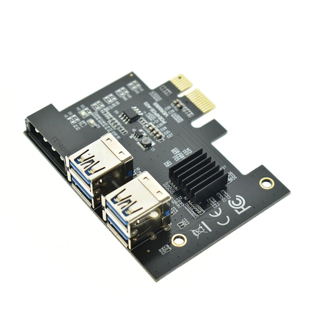 Adattatore Riser PCI-E Da 1 A 4 Slot PCIe 16x, Splitter Con 4 Porte USB3.0 Per Mining Di Criptovalute, Compatibile Windows E Linux - 3