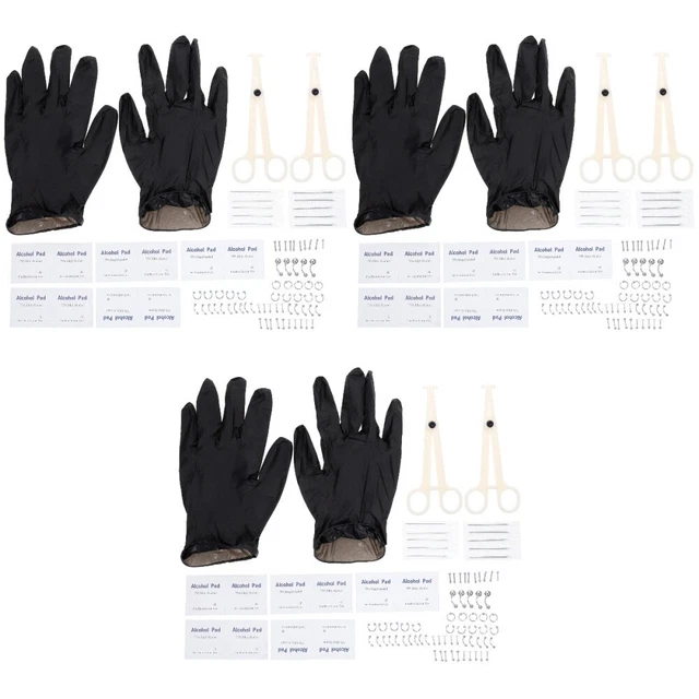 3 Set Kit Gioielli Piercing Naso Orecchini Avvio Setto Labbro Capezzolo