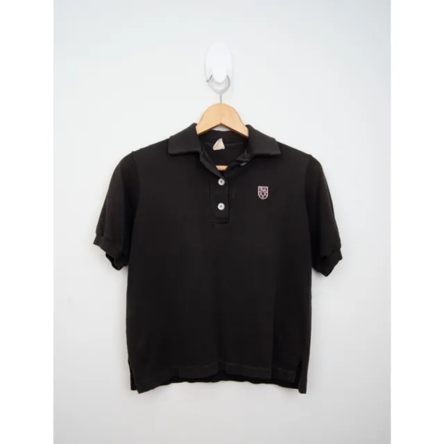 Distressed / Faded Vintage 70s Black Polo Shirt from Queen Casuals Size Small