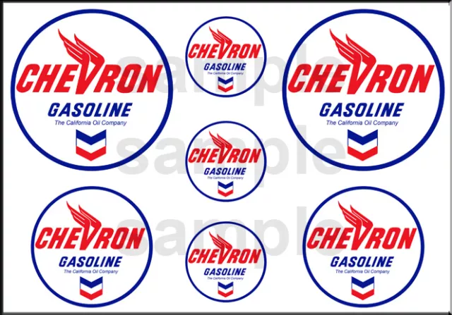 1 1/2 3/4 Inch Chevron Gasoline Gas Station Building Sign Decals Stickers