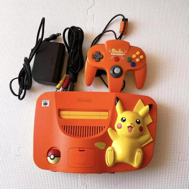 NINTENDO 64 PIKACHU Orange Yellow Edition Console & Controller Tested