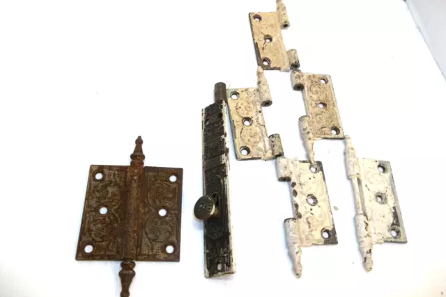 Antique Victorian Eastlake Style Cast Iron Door Hinges Parts