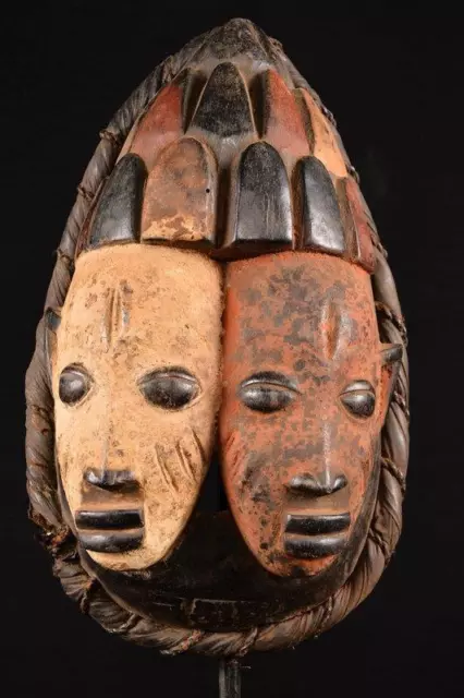 20822 African Old Yoruba Doppeltkopf Mask / Mask Nigeria