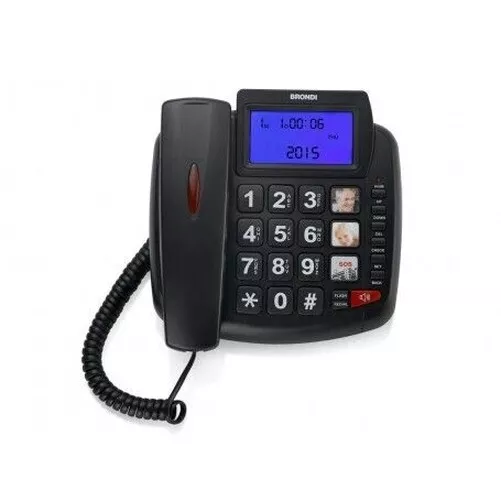 Brondi Bravo 90 LCD Noir Téléphone Fixe Avec Mains Libres Et Touches Grands