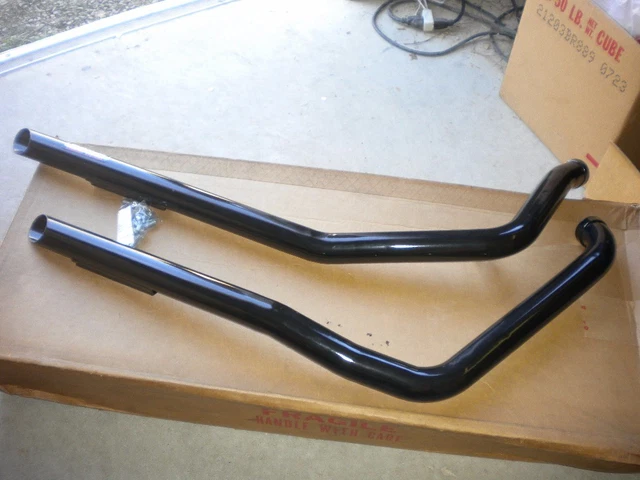 Mac Black Ceramic Drag Pipes Slash Cut Exhaust Mufflers HD FXRS FXRT 1 3/4"