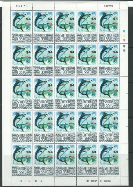 Samoa 1972-75 Schwarz Marlin Blatt Von 25 (Scott 478b) VF MNH
