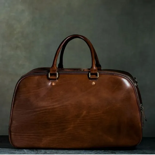 Leather Travel Bag Luggage Duffle Gym Weekend Vintage Genuine Overnight Duffel