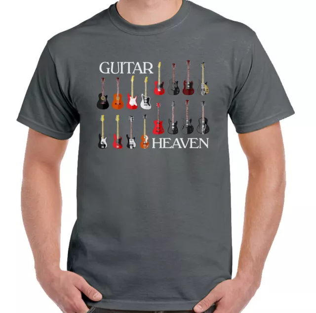 Guitar T-Shirt Heaven Mens Funny Guitarist Electric Acoustic Bass Rock Music