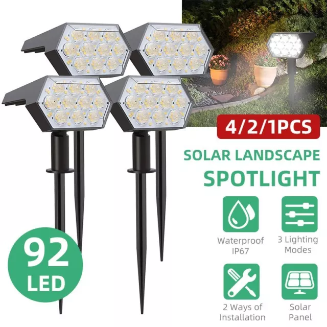 92 LED Solar Spot Lights Garden Outdoor Pathway Lawn Fence Spotlight Light 2
