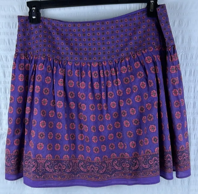 Kimchi & Blue Womens Skirt 10 Pink Printed Short Circle Pleated Side Zip