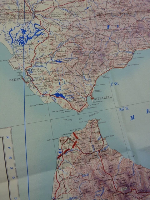 ww2-raf-map-strait-of-gibraltar-tangier-oran-etc-wing-commander-dfc