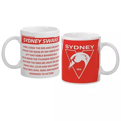 Sydney Swans AFL Coffee Mug with Team Song 330ml Man Cave Fathers Day Gift