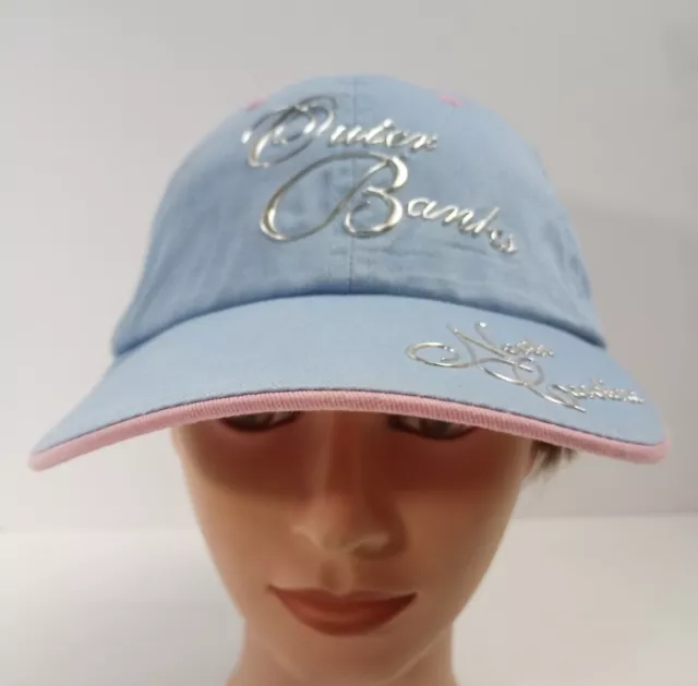 Outer Banks North Carolina Adjustable Hat Baseball Cap Pink And Blue J