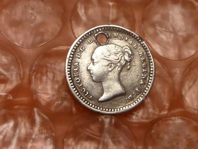 UK Great Britain Silver 1-1/2 Pence  Tiny Coin Holed #1