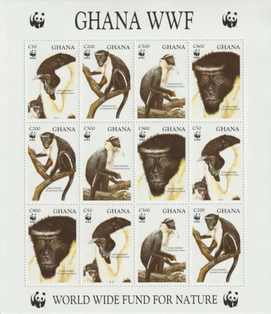 GHANA 1994 WWF SG 1944 & 1947/9 Sheetlet MNH