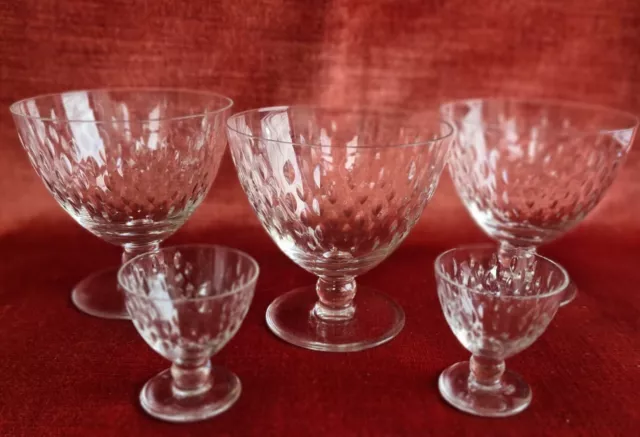 Trois grands verres à eau et deux à liqueur Jean Luce cristal Baccarat  Gilbert