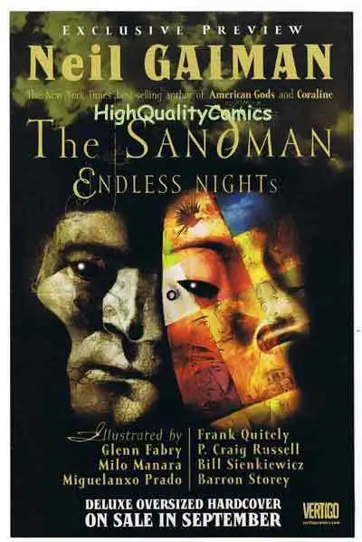 SANDMAN ENDLESS NIGHTS Preview, VF/NM, Vertigo Neil Gaiman, more promos in store