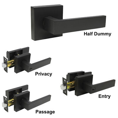 Black Square Lever Door Handle Knob Keyed Entry/Keyless Privacy/Passage Lockset