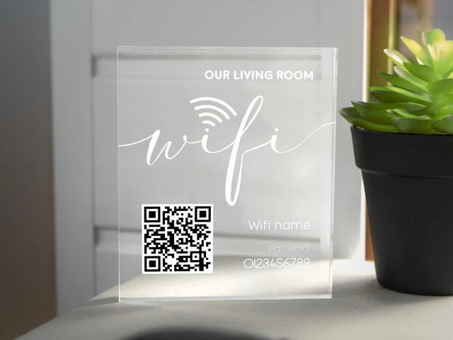 PERSONALIZED ACRYLIC WIFI Sign with QR Code, Password, SSID ...