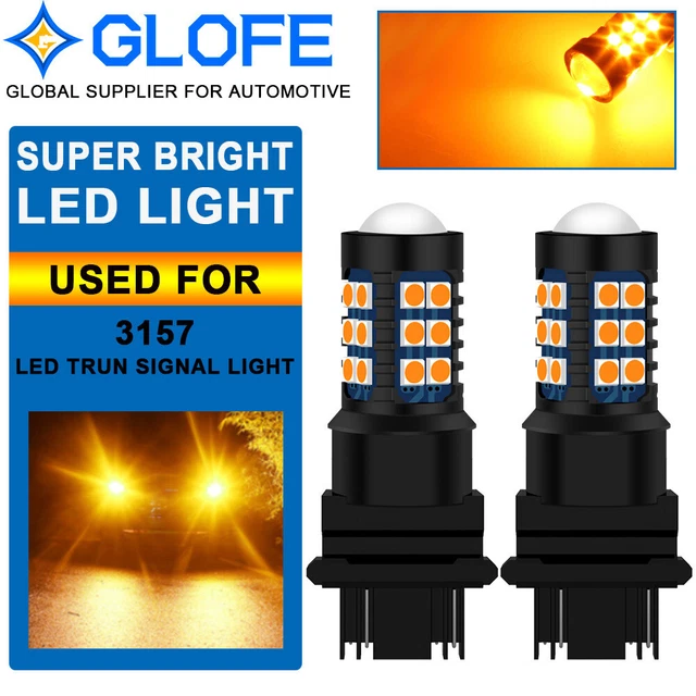 GLOFE 3157 3156 Amber Yellow LED Turn Signal Parking Light Bulb High Power 30SMD