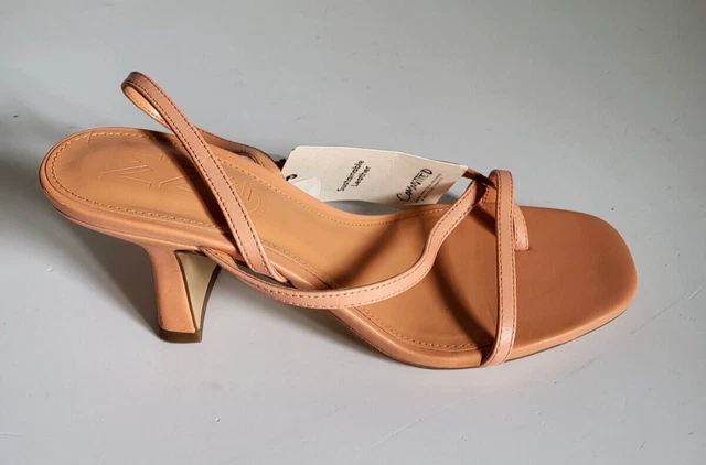 MANGO SANDALES CUIR saumon talon cm Taille 38 EUR 37,00