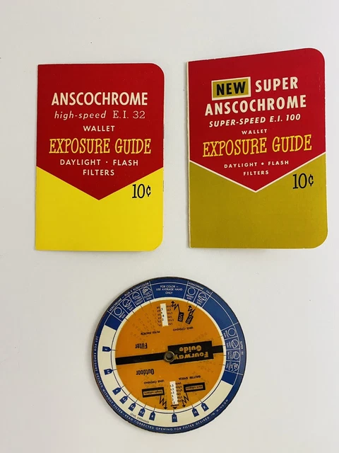Vintage Anscochrome Film Exposure Guides & Four way Guide Wheel