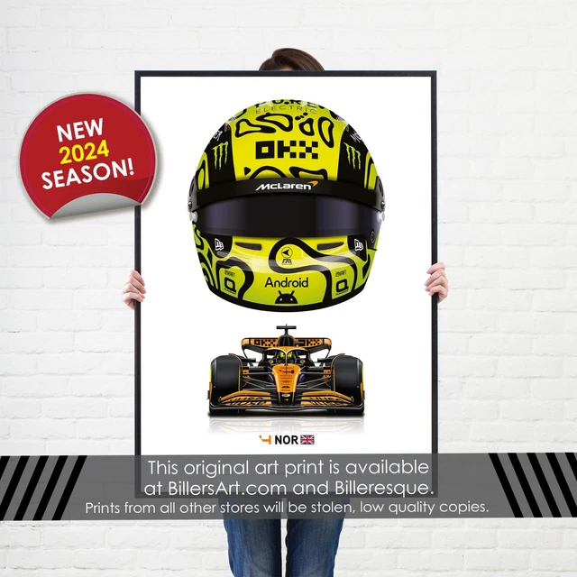 FORMULA 1 LANDO Norris 2025 Formula 1 Racing Helmet McLaren Art Print £