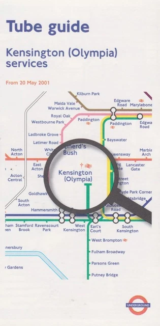 KENSINGTON OLYMPIA LONDON Underground Tube Map MAY 2001 £4.99 - PicClick UK