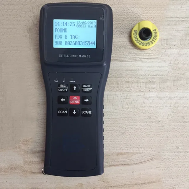 Escáner de código chip de etiqueta de oído animal lector de tarjetas de frecuencia portátil ISO11784 FDX-B