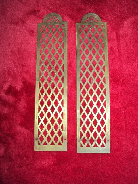 Plaque Poussoir En Laiton Style Art Nouveau - Motif Lys & Tulipe - Pour Portes - 29.8x6.7cm - Neuf