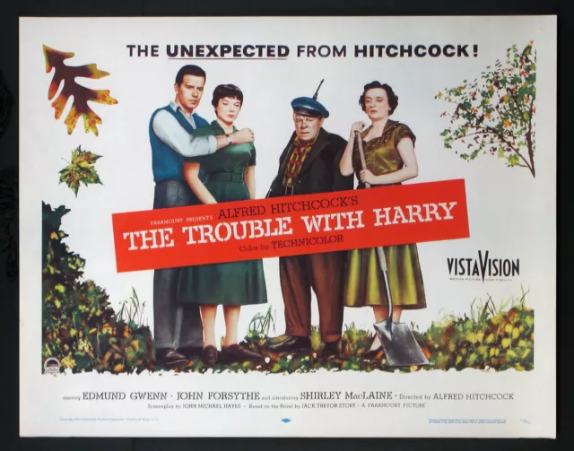 The Trouble With Harry Alfred Hitchcock Black Comedy 1955 Half-Sheet Rolled