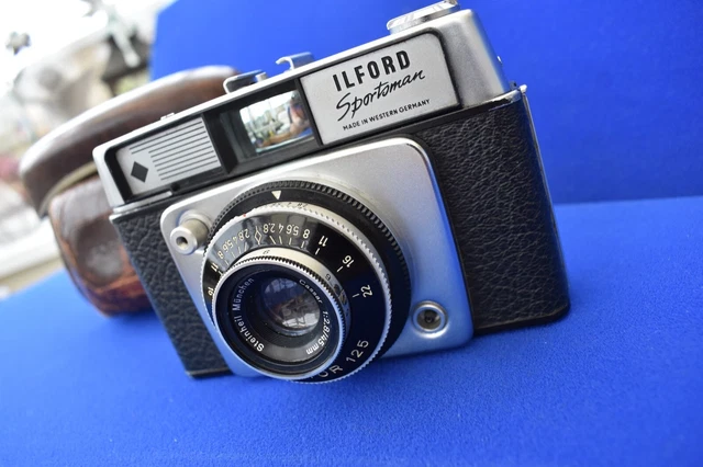 CÁMARA DE PELÍCULA 35mm ILFORD SPORTSMAN TRABAJO PRONTOR 125 1:2.8/45MM LENTE Y ESTUCHE