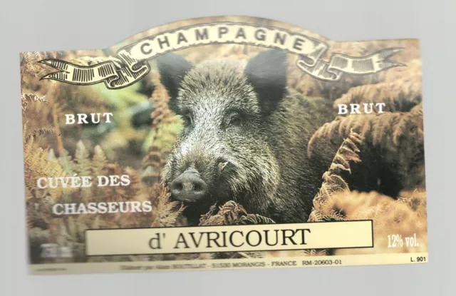 Etiquette de champagne  "  Champagne cuvée des chasseurs d'AVRICOURT