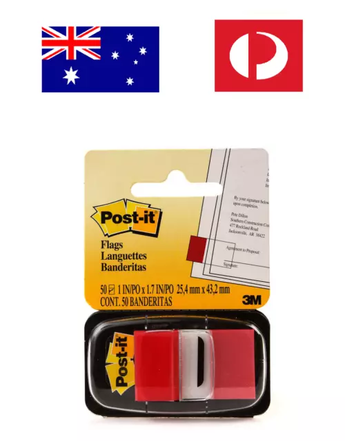 3M Post-it Red Flags Pack Of 50 Or 100 With Dispenser 25mm x 43mm 680-1.
