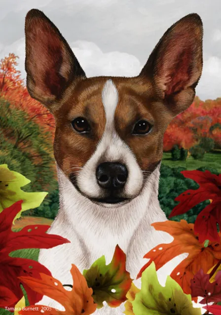 Fall Garden Flag (TB) - Brown and White Rat Terrier 131301