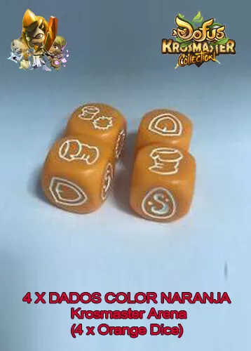 4 X DADOS COLOR NARANJA - (Orange Dice, Dé Orange) - Krosmaster Arena